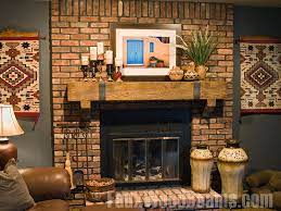 When the first coat of paint dries, apply a color wash and then quickly wipe it off with a clean, dry towel. Fireplace Faux Wood Workshop Fireplace Mantel Decor Red Brick Fireplaces Rustic Fireplace Mantels