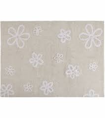 Auf der gleichen waschbarer teppiche finden sich die waschanleitung finden. Lorena Canals Baumwollteppich Blumen Creme Auf Beige 120x160cm Waschbar Lelefant Kinderwelt