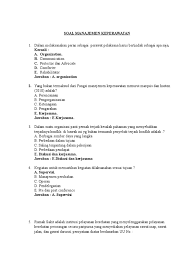 Seorang perawat sedang berkunjung ke rumah keluarga dan mendapati anak usia 7 tahun sedang bermain tanah dengan teman temannya tangan terlihat kotor. Soal Manajemen Keperawatan