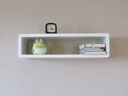A Simple Slim White Floating Wall Shelf Very Beautiful And Useful A Easy Access Cable Hole At The To Floating Wall Shelves Cube Shelves Long Floating Shelves