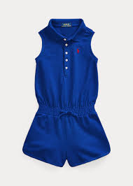 Polo Ralph Lauren Kids Big Girls Stretch Mesh Polo Romper In Active Royal Modesens