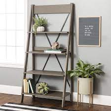 Farmhouse Grey Solid Wood 4 Shelf Ladder Bookshelf By Manor Park Walmart Com Ladder Bookshelf Shelf Decor Living Room Ladder Shelf Decor This weekend, we finished up the last piece of the puzzle … this diy ladder shelf. pinterest