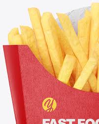 Download Kraft Paper Medium Size French Fries Packaging Mockup Front View In Box Mockups On Yellow Images Object Mockups Yellowimages Mockups