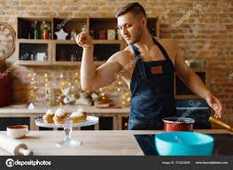 Nude Husband Apron Cooking Dessert Cream Kitchen Naked Male Person Stock  Photo by ©Nomadsoul1 312423600