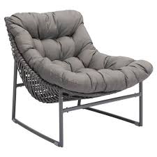 Stella Coastal Beach Grey Cushioned Aluminum Lounge Chair Lounge Chair Outdoor Outdoor Chairs Outdoor Wicker Chairs