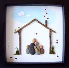 Pebble Art Family Gift Unique Gift For Family Of Five Family Of 5 Pebble Art Pebble People Personalized Gift Pebble A Pebble Art Family Crafts Rock Crafts