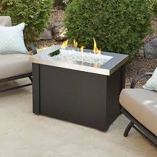 Providence Crystal Gas Fire Table Stainless Steel Propane Fire Pit Table Set Gas Fire Pit Table Rectangular Gas Fire Pit