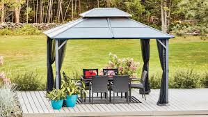 This fully waterproof canopy is made from 30 denier ripstop nylon which has a silicon/pu dual coating and fully tapered seams. Gazebo Pergola Canopy Buying Guide Lowe S Canada