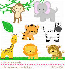 Scene with zoo animals and sign. Cutout Baby Jungle Animals Zoo Baby Shower Animal Baby Shower