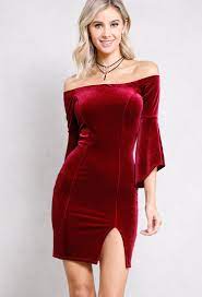 Maybe you would like to learn more about one of these? Velvet Off The Shoulder Bell Sleeve Dress W Necklace Shop Off The Shoulder Dresses At Papaya Clothing
