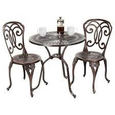 Christopher Knight Home Cornwall 3 Piece Cast Aluminum Patio Bistro Set Shiny Copper Bistro Set Outdoor Bistro Set Patio Furniture Sets