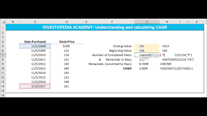 Cagr stands for compound annual growth rate and is a financial investment calculation that measures the percentage an investment increases or decreases year over year. What Is The Formula For Calculating Compound Annual Growth Rate Cagr In Excel
