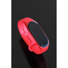 kirmizi silikon kordonlu dokunmatik led ekran dijital saat bayan saat di ji tal saat led ekran