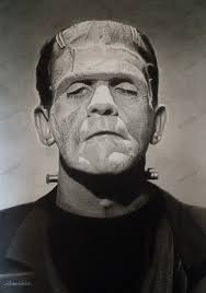 Charcoal drawing of Frankenstein's monster
