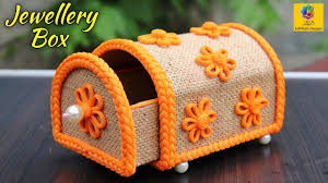 Diy Jewellery Box Made From Jute Rope And Cardboard Jewellery Box Jute Craft Decoration Design Youtub Jewelry Box Diy Jute Crafts Cardboard Jewelry Boxes