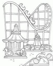 Carousel And Roller Coaster In Disney Parks Coloring Sheet Roller Coaster Drawing Roller Coaster Theme Amusement Park