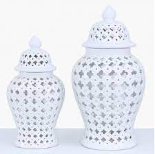 Chinese oriental small blue white porcelain ginger jar ws116. White Pierced Ginger Jar No5a Interiors