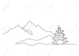 Mountain Landscape With Fir Tree Continuous One Line Drawing Royalty Free Cliparts Vectors And Stock Illustration Image 154056972