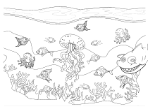Schwarz weisse musterdesign mit dekorativen. Ausmalbilder Fur Kinder Mit Unterwasser Szenen