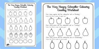 The very hungry caterpillar worksheets. Free Colouring Counting Worksheet To Support Teaching On The Very Hungry