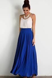 Long Royal Blue Chiffon Skirt Maxi Circle Skirt Fashion Blue Maxi Skirt Cute Maxi Skirts
