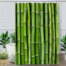 The decorative curtain panel can be made of any material. Bamboo Shower Curtain Green Vitality Curtain Bathroom 3d Printed Plant Wish
