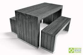 Hartwood 1.8m sleeper garden table. Harrogate Space Saver Garden Table And Bench Set British Recycled Plastic