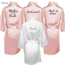 C Amp Fung New Bride Bridesmaid Robe With White Black Letters Mother Sister Of The Bride Wedding Gif Wedding Robes Bridesmaids Satin Dressing Gown Wedding Robe