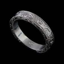 Engraved Men S Wedding Band Vintage Replica Men S Etsy In 2021 Wedding Band Engraving Mens Wedding Rings Gold Art Deco Wedding Rings