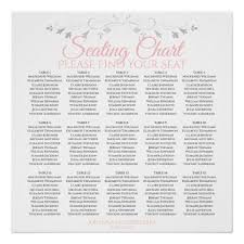 15 Table Pink Gray Wedding Seating Chart Zazzle Com