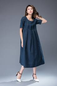 Leinen Kleid Plus Grosse Kleid Pleated Kleid Leinen Etsy Blue Linen Dress Nice Dresses Pleated Dress
