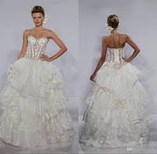 Fashion Bridal Ball Gown Sweetheart Beaded Lace Bones See Through Corset Bodice Pearls Pnina Tornai Wedding Dresses Bri 166 Greek Wedding Dresses Halter Neck We Bridal Ball Gown Lace Sweetheart Wedding