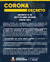 Araraquara está em estado de calamidade pública. Prefeitura Municipal De Araruama