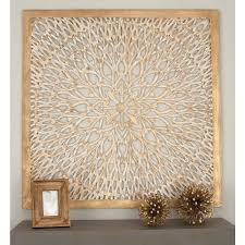 Litton Lane 48 In X 48 In Rustic Decorative Carved Floral Patterned Wooden Wall Panel In Distressed Brown 23775 The Home Depot Decorative Wall Panels Wooden Wall Panels Wall Decor