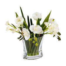 Faux flowers arrangements that look real. Bloom Artificial White Bulb Flower Arrangement Phalaenopsis Orchid Narcissus Tulips Catkins Faux Flowers That Look Real Artificial Silk Flowers Mothers Day Wedding Flowers Artificial Foliage Buy Online In Belize At