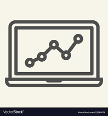 Chart On Laptop Line Icon Graph On Notebook