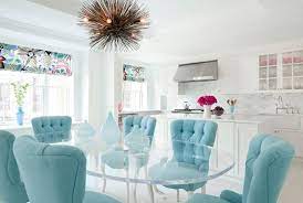 Turquoise Velvet Chairs Eclectic Dining Room Fawn Galli Interiors Dining Room Decor Interior House Of Turquoise