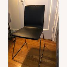 3 really good condition chairs.one has torn leather. Ikea Volfgang Black Faux Leather Dining Chairs Aptdeco