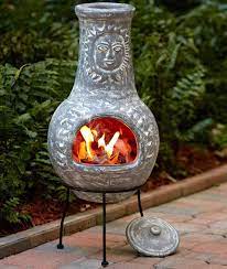 Check spelling or type a new query. Buy Sparkle Stone Outdoor Clay Chiminea Fire Pit Overall Size 33 Inch Tall Sun Face Patio Fire Handcrafted Chimenea Wood Burning Backyard Fireplace Stove With Cover Lid Rustic Ceramic Chimney Online In