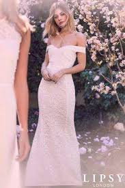 Womens Lipsy Bridal Lace Bardot Maxi Dress Make A Stunning Entrance On Your Special Day With Bardot Wedding Dress Bridal Maxi Dress Affordable Wedding Dresses