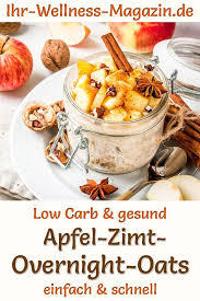 Low Carb Apfel Zimt Overnight Oats Gesundes Rezept Furs Fruhstuck Overnight Oats Gesund Gesunde Rezepte Fruhstuck Gesund