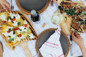Red and blue modern pop dinner menu. A Tuscan Dinner Party With Camille Styles La Crema