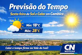 Previsão do tempo: sexta-feira de sol e calor em Cambira
