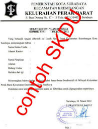 Contoh Format Surat Keterangan Domisili