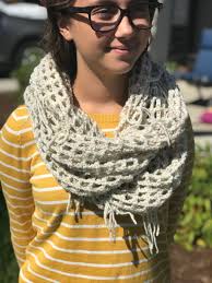 The Allie Scarf, Handmade Crocheted Fringe Infinity Scarf