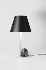Abat jour conique 17 cm polyamide gun metal. Small Satin Nickel Table Lamp With Black Lampshade Cvl Luminaires Contemporary Lighting Made In France Massive Brass Ref 18110005 Lamp Nickel Table Lamps Lamp Design