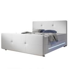 Eine matratze 180×200 cm sollte nur dann in betracht gezogen werden, wenn das gewicht der beiden personen nicht zu stark voneinander abweicht. Boxspringbett Oakland 180 X 200 Cm Kunstleder Mit Federkern Matratze In Weiss Juskys