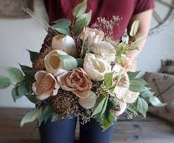 Tall metal wedding flower stand, wedding decor flower centerpiece, long whrily acrylic crystal flower vase, home decor vase for anniversary birthday engagement party (silver, long strings l). Ready Bridal Bouquet Sola Wood Flowers Faux Artificial Etsy Wood Flowers Bridal Bouquet Sola Wood Flowers
