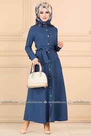 Modaselvim الفساتين Dugmeli Elbise Ferace 113 5mc359 Indigo Fashion Dresses Dress Up