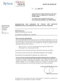 Cliquer ici pour télécharger le. Note De Service Organisation Des Horaires De Travail Des Services Administratifs Et Techniques En Cas De Fortes Chaleurs Ufict Grand Reims